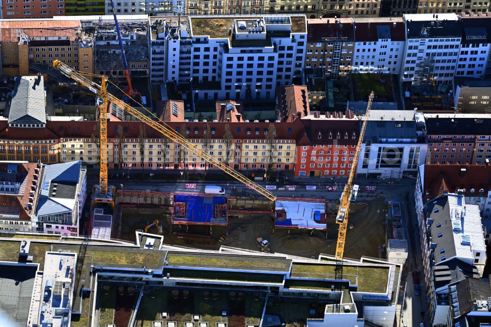 Aerial image München - Construction site to build a new office and commercial building on street Adolf-Kolping-Strasse in the district Ludwigsvorstadt-Isarvorstadt in Munich in the state Bavaria, Germany