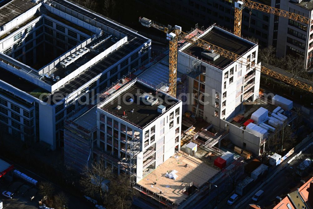 Aerial image München - Construction site to build a new office and commercial building on street Elsenheimerstrasse - Georg-Lotter-Weg in the district Laim in Munich in the state Bavaria, Germany