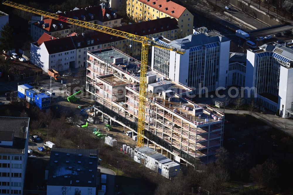 Aerial photograph München - Construction site to build a new office and commercial building H29 in Muenchener Westend on street Hansastrasse in the district Sendling-Westpark in Munich in the state Bavaria, Germany