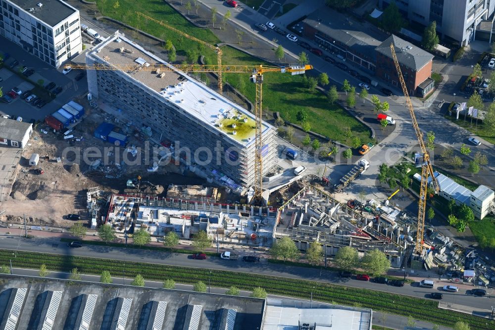 Aerial image Bremen - Construction site to build a new office and commercial building Justus Grosse GmbH Auf of Muggenburg in Bremen, Germany