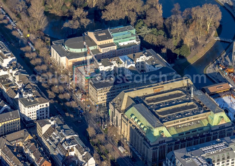 Düsseldorf from above - Construction site to build a new office and commercial building New H on Heinrich-Heine-Allee - Ludwig-Zimmermann-Strasse in the district Stadtmitte in Dusseldorf in the Ruhr area in the state North Rhine-Westphalia, Germany