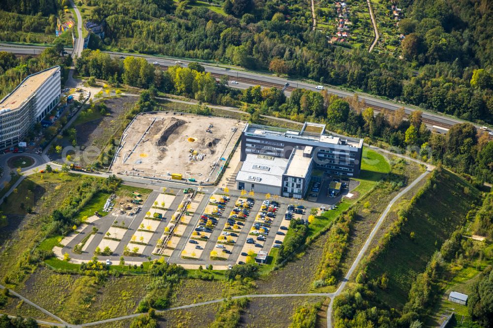 Aerial photograph Dortmund - Construction site to build a new office and commercial building of NORDWEST Handel AG on Robert-Schuman-Strasse in Dortmund in the state , Germany