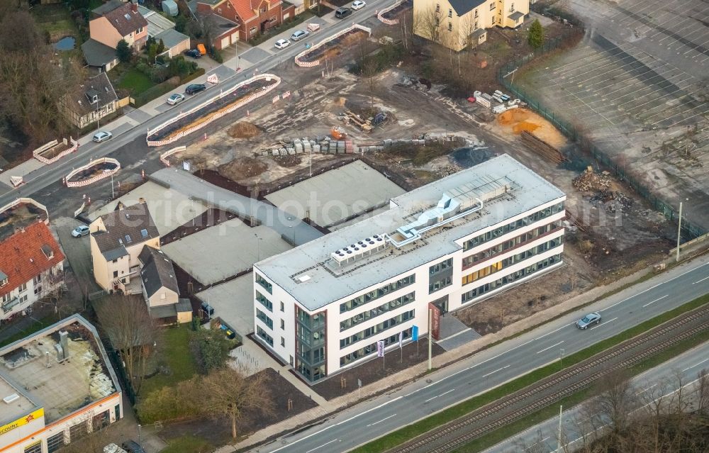 Aerial photograph Bochum - Construction site to build a new office and commercial building office 51A?7 of Goldbeck West GmbH in the district Laer in Bochum in the state North Rhine-Westphalia, Germany