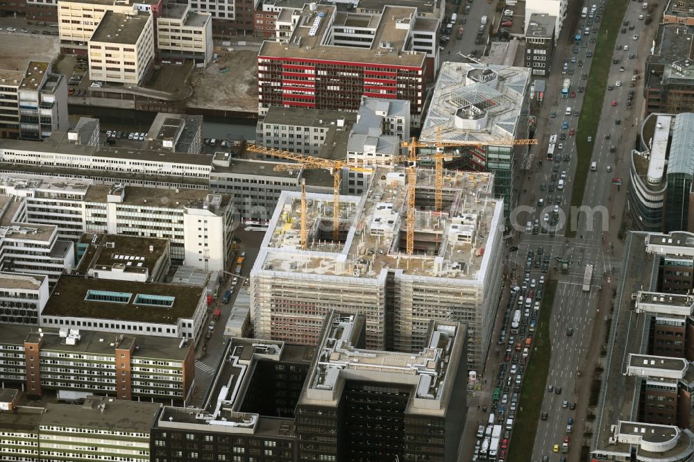 Hamburg from above - Construction site to build a new office and commercial building of Olympus Campus on Heidenkonpsweg - Wendenstrasse in Hamburg, Germany