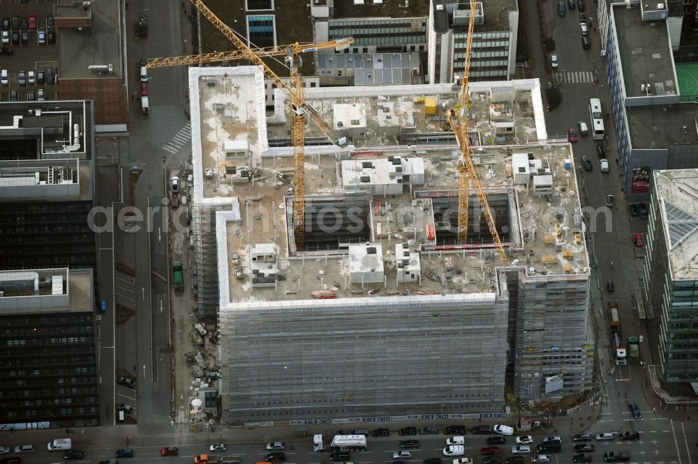 Aerial photograph Hamburg - Construction site to build a new office and commercial building of Olympus Campus on Heidenkonpsweg - Wendenstrasse in Hamburg, Germany