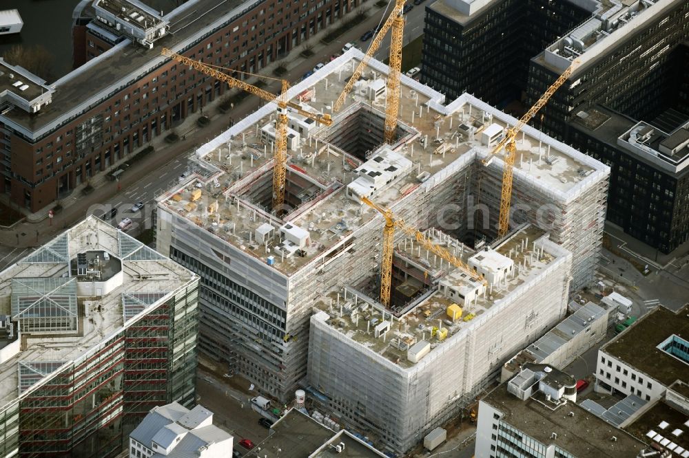 Aerial photograph Hamburg - Construction site to build a new office and commercial building of Olympus Campus on Heidenkonpsweg - Wendenstrasse in Hamburg, Germany