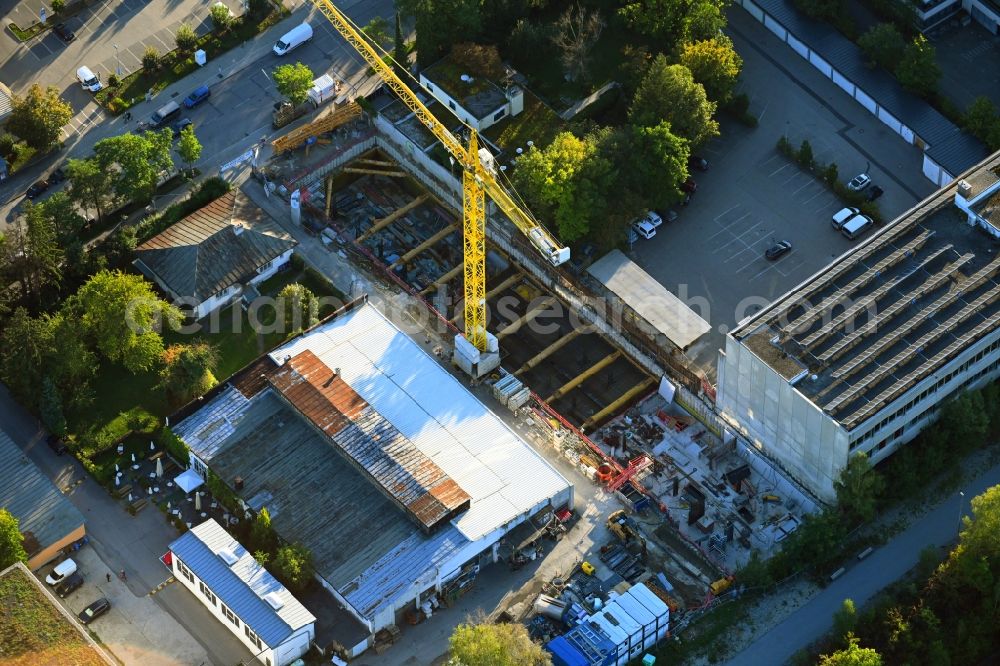 München from above - Construction site to build a new office and commercial building on Neumarkter Strasse in the district Berg am Laim in Munich in the state Bavaria, Germany