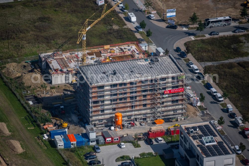 Würzburg from above - Construction site to build a new office and commercial building on John-Skilton-Strasse in the district Frauenland in Wuerzburg in the state Bavaria, Germany