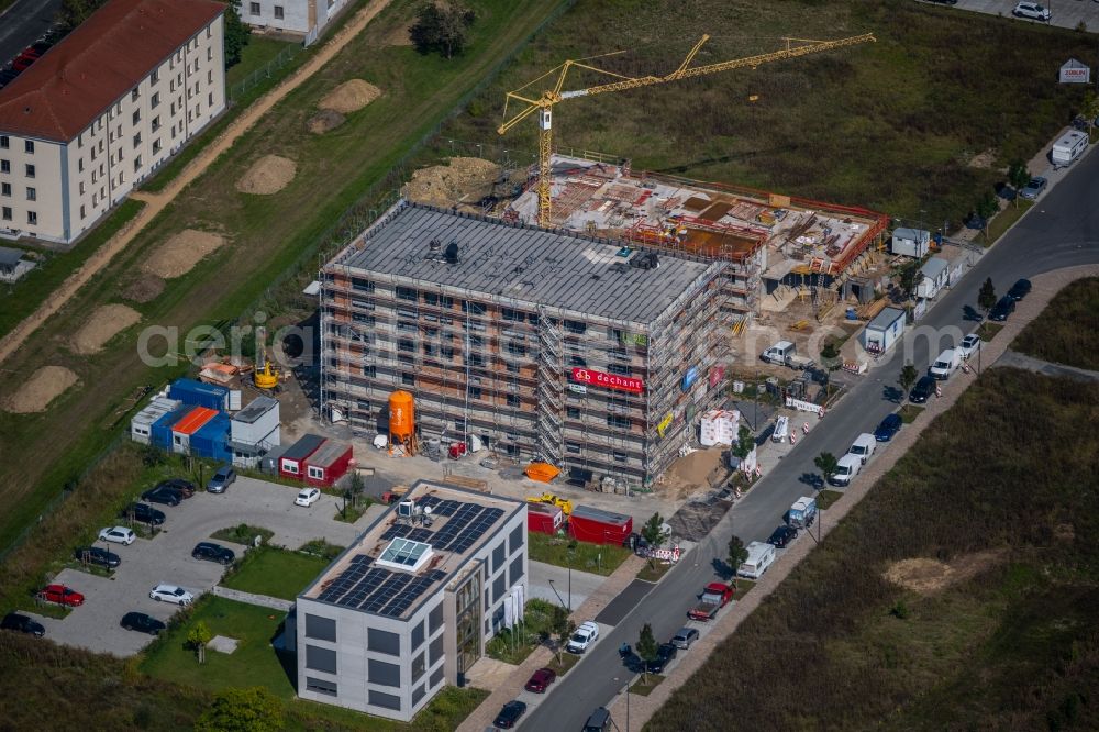 Würzburg from above - Construction site to build a new office and commercial building on John-Skilton-Strasse in the district Frauenland in Wuerzburg in the state Bavaria, Germany