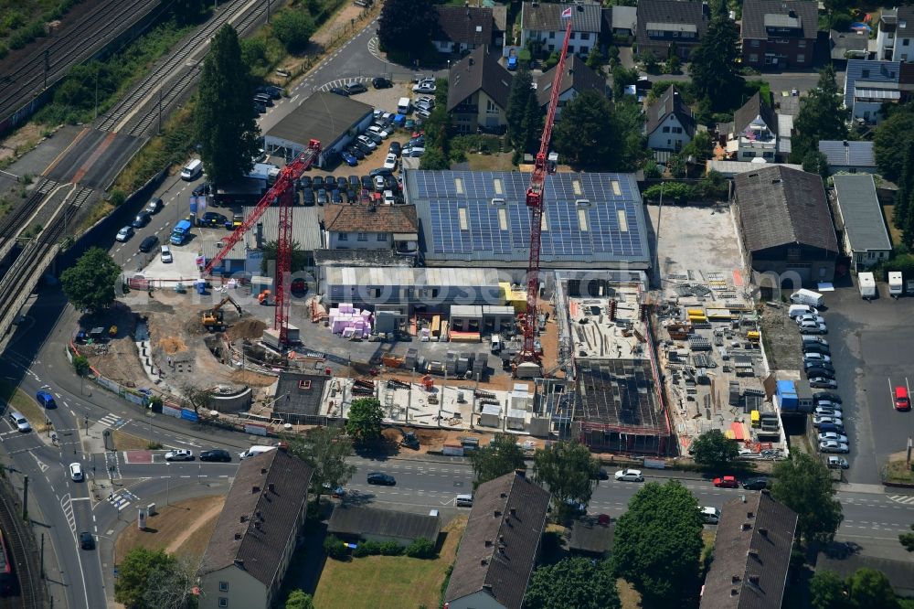 Bonn from above - Construction site to build a new office and commercial building on Soenneckenstrasse corner Bruehler Strasse in the district Tannenbusch in Bonn in the state North Rhine-Westphalia, Germany