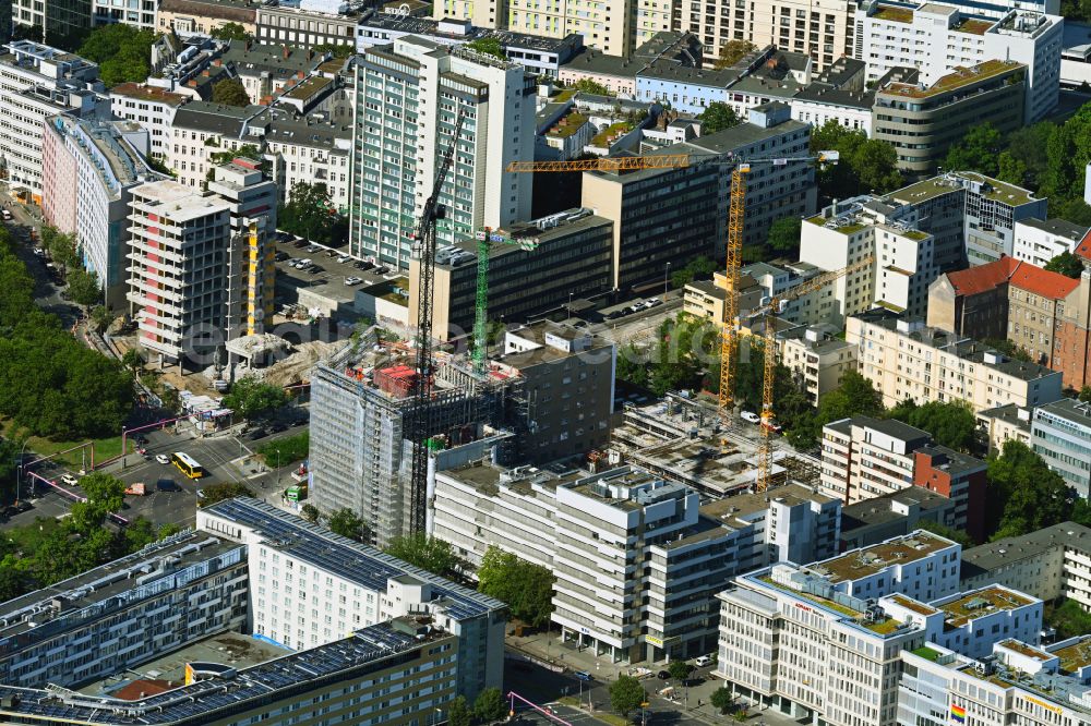 Berlin from above - Construction site to build a new office and commercial building on Kurfuerstenstrasse in the district Tiergarten in Berlin, Germany