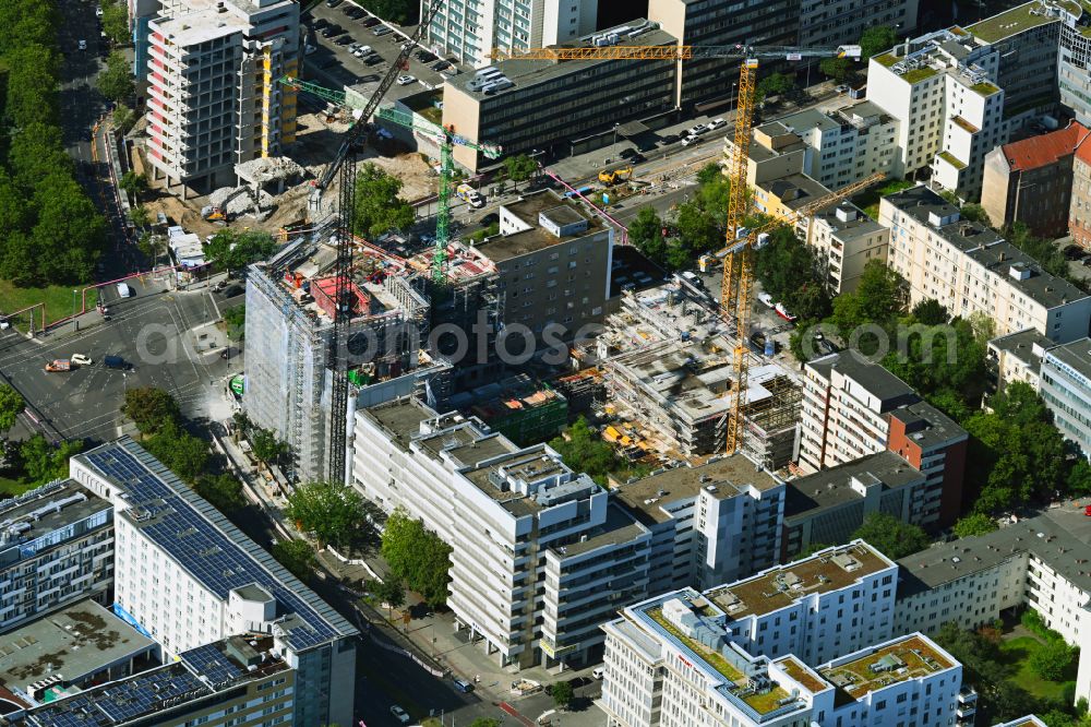 Aerial image Berlin - Construction site to build a new office and commercial building on Kurfuerstenstrasse in the district Tiergarten in Berlin, Germany