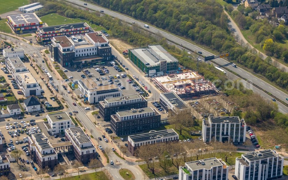 Dortmund from above - Construction site to build a new office and commercial building Pariser Bogen 5 of Schuermann Immobiliengesellschaft GmbH & Co.KG in the district Schueren-Neu in Dortmund in the state North Rhine-Westphalia, Germany