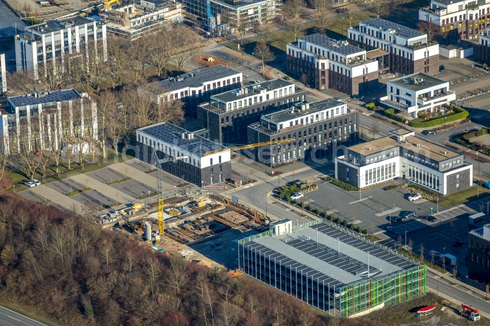 Aerial photograph Dortmund - Construction site to build a new office and commercial building Pariser Bogen 5 of Schuermann Immobiliengesellschaft GmbH & Co.KG in the district Schueren-Neu in Dortmund in the state North Rhine-Westphalia, Germany