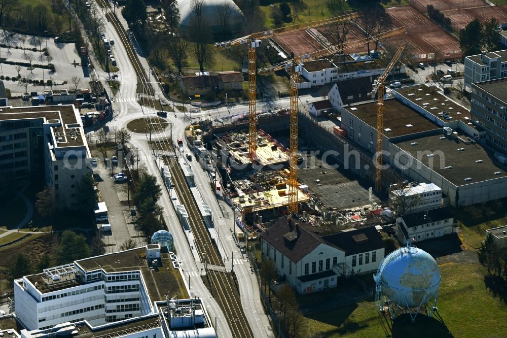 Stuttgart from above - Construction site to build a new office and commercial building of Polaris Office Am Wallgraben - Hessbruehlstrasse in the district Wallgraben-West in Stuttgart in the state Baden-Wuerttemberg, Germany