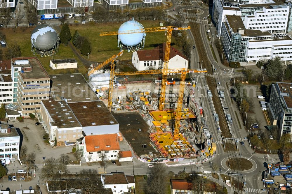 Aerial image Stuttgart - Construction site to build a new office and commercial building of Polaris Office Am Wallgraben - Hessbruehlstrasse in the district Wallgraben-West in Stuttgart in the state Baden-Wuerttemberg, Germany