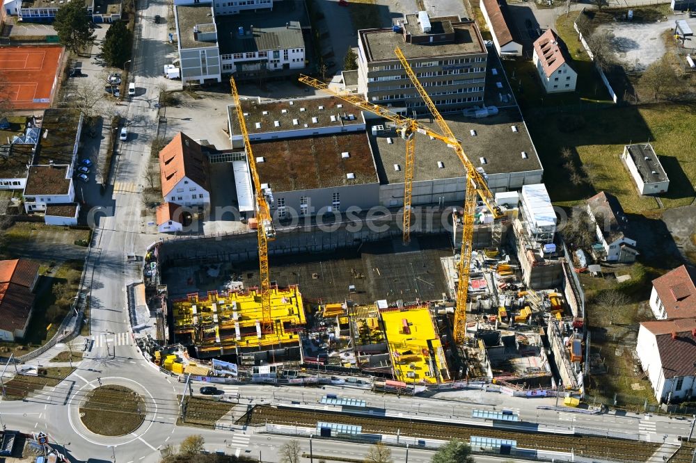 Stuttgart from above - Construction site to build a new office and commercial building of Polaris Office Am Wallgraben - Hessbruehlstrasse in the district Wallgraben-West in Stuttgart in the state Baden-Wuerttemberg, Germany