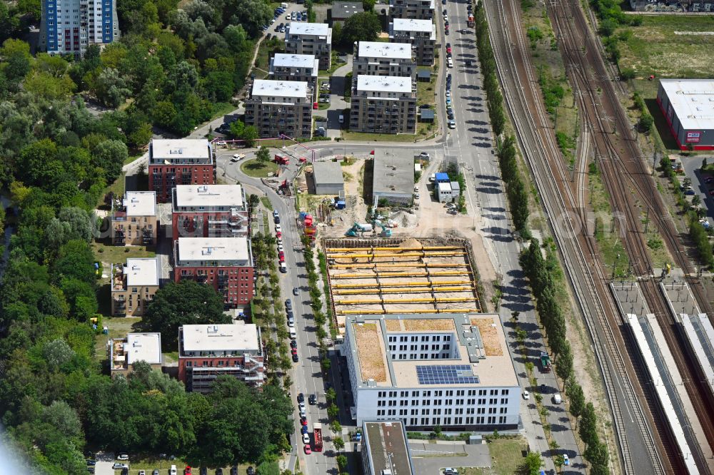 Aerial image Potsdam - Construction site to build a new office and commercial building on street Babelsberger Strasse in Potsdam in the state Brandenburg, Germany