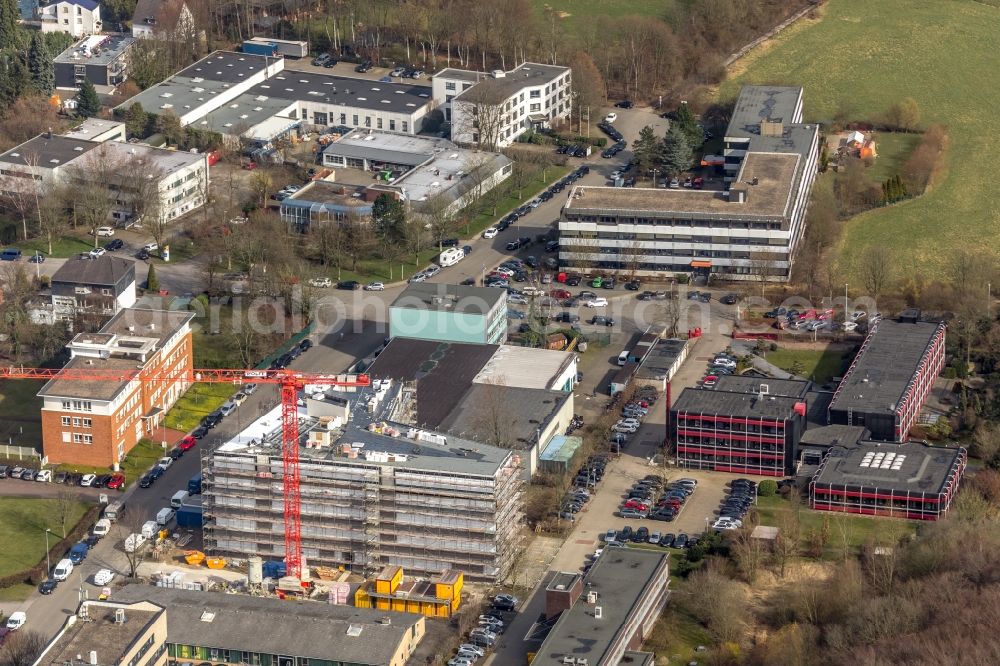 Mülheim an der Ruhr from above - Construction site to build a new office and commercial building of PVS holding GmbH on Solinger Strasse in Muelheim on the Ruhr in the state North Rhine-Westphalia, Germany