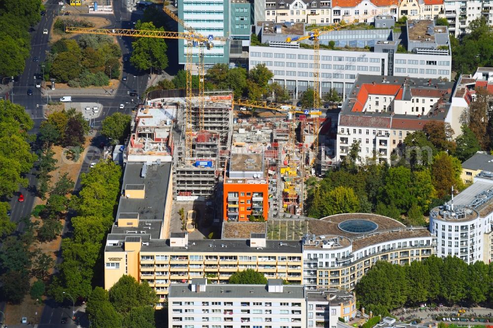 Berlin from above - Construction site to build a new office and commercial building Quartier Bundesallee on Bundesallee corner Nachodstrasse in Berlin, Germany