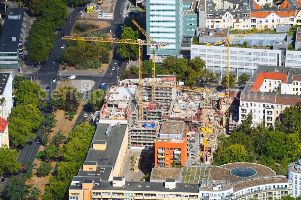 Aerial image Berlin - Construction site to build a new office and commercial building Quartier Bundesallee on Bundesallee corner Nachodstrasse in Berlin, Germany