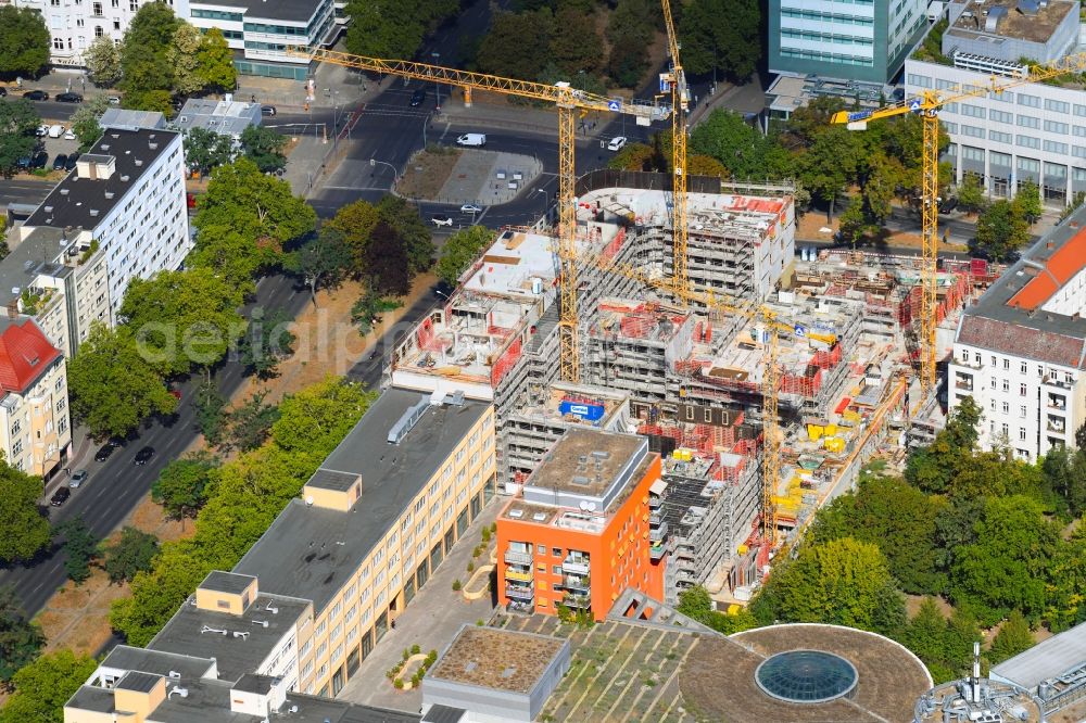 Aerial image Berlin - Construction site to build a new office and commercial building Quartier Bundesallee on Bundesallee corner Nachodstrasse in Berlin, Germany