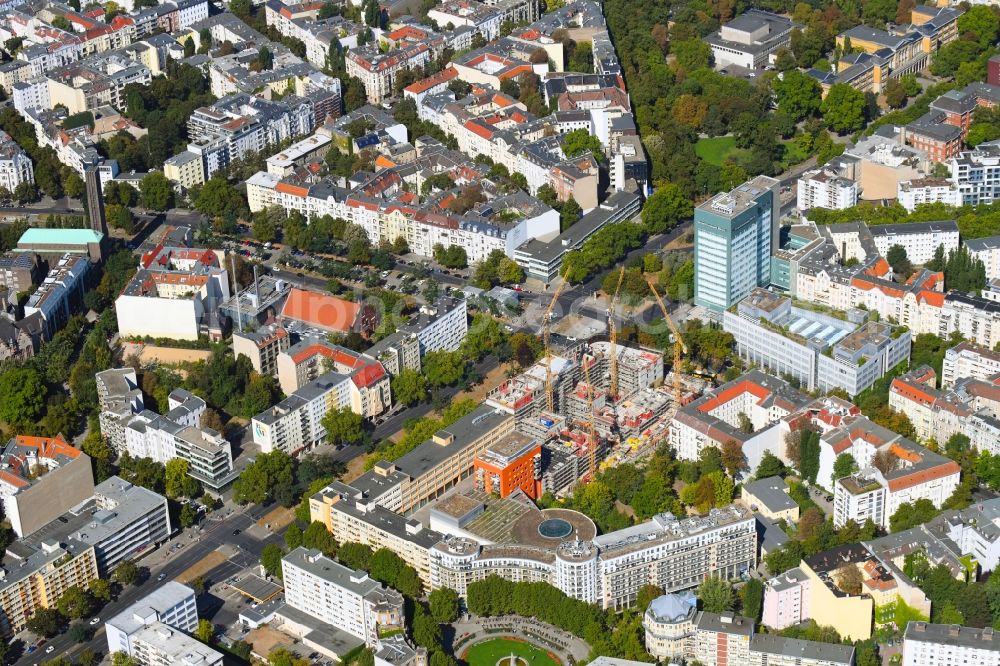 Aerial photograph Berlin - Construction site to build a new office and commercial building Quartier Bundesallee on Bundesallee corner Nachodstrasse in Berlin, Germany