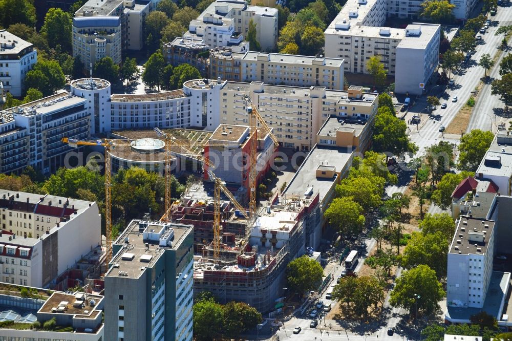 Aerial image Berlin - Construction site to build a new office and commercial building Quartier Bundesallee on Bundesallee corner Nachodstrasse in Berlin, Germany