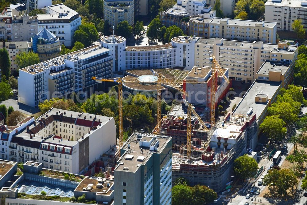 Aerial photograph Berlin - Construction site to build a new office and commercial building Quartier Bundesallee on Bundesallee corner Nachodstrasse in Berlin, Germany