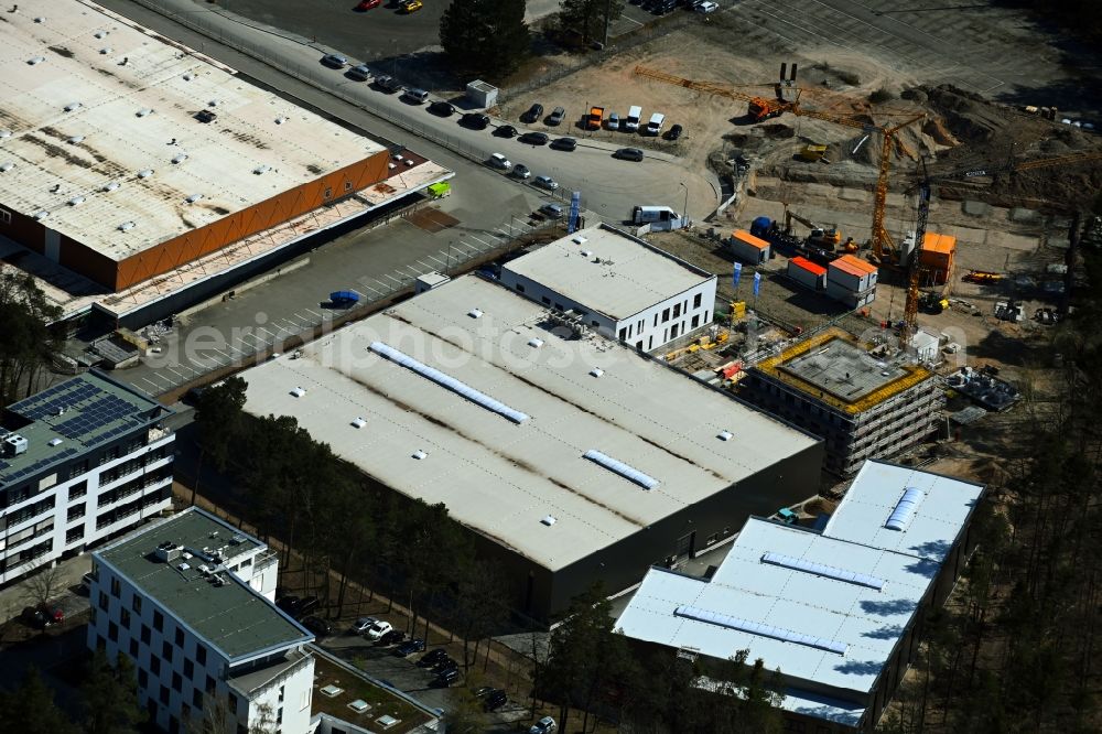 Aerial photograph Nürnberg - Construction site to build a new office and commercial building S + S Regeltechnik GmbH on Thurn-und-Taxis-Strasse in the district Schafhof in Nuremberg in the state Bavaria, Germany