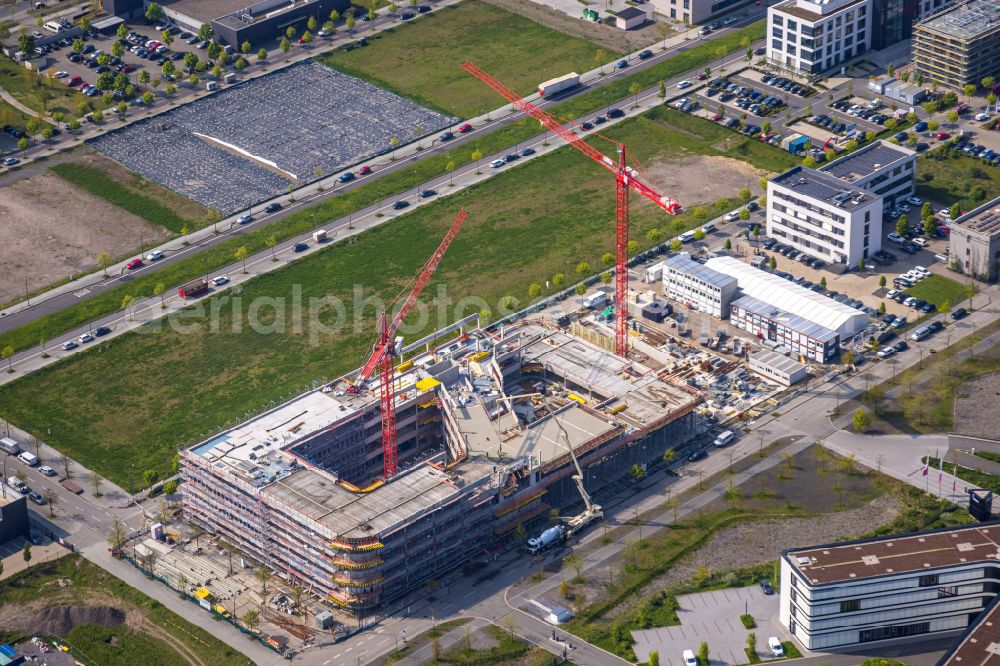 Aerial photograph Dortmund - Construction site to build a new office and commercial building on Robert-Schuman-Strasse in the district Phoenix West in Dortmund at Ruhrgebiet in the state North Rhine-Westphalia, Germany