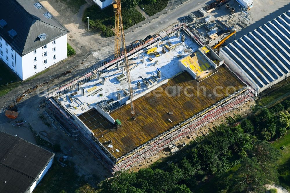 Rostock from the bird's eye view: Construction site to build a new office and commercial building on Gelaende of Bundeswehr on Kopernikusstrasse in Rostock in the state Mecklenburg - Western Pomerania, Germany