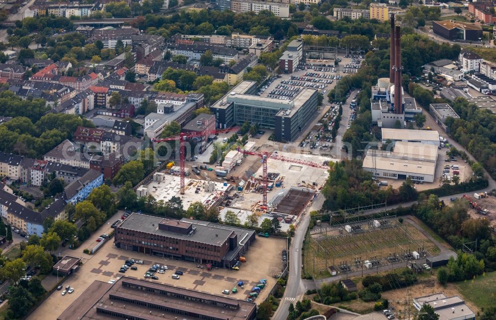 Aerial photograph Essen - Construction site to build a new office and commercial building of RWE AG on Altenessener Strasse in Essen in the state North Rhine-Westphalia, Germany