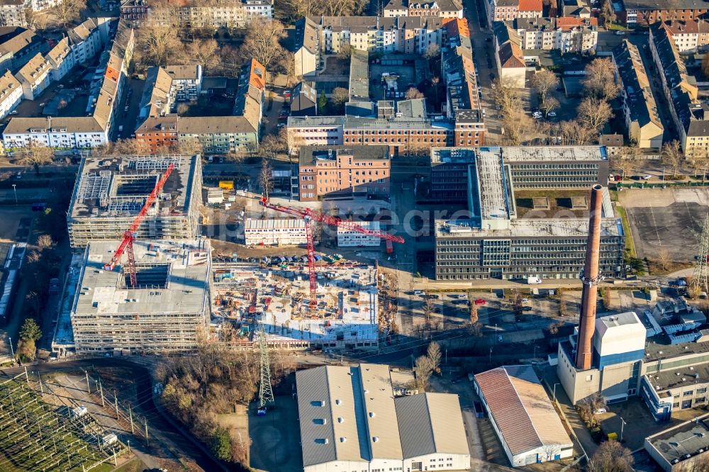 Aerial image Essen - Construction site to build a new office and commercial building RWE Campus on Altenessener Strasse in the district Nordviertel in Essen in the state North Rhine-Westphalia, Germany