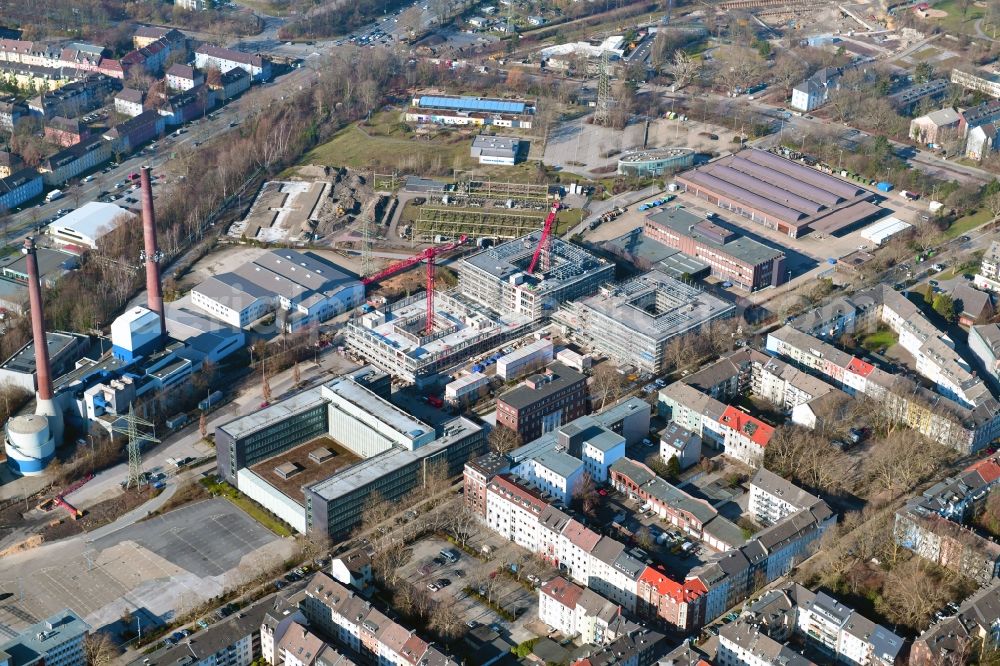 Aerial image Essen - Construction site to build a new office and commercial building RWE Campus on Altenessener Strasse in the district Nordviertel in Essen in the state North Rhine-Westphalia, Germany