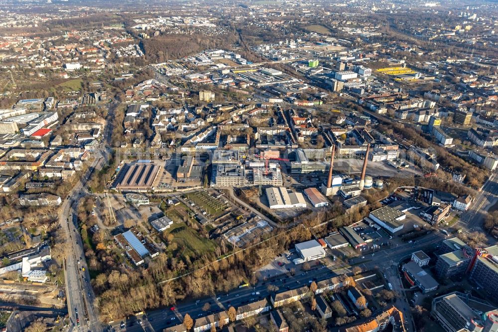 Aerial image Essen - Construction site to build a new office and commercial building RWE Campus on Altenessener Strasse in the district Nordviertel in Essen in the state North Rhine-Westphalia, Germany