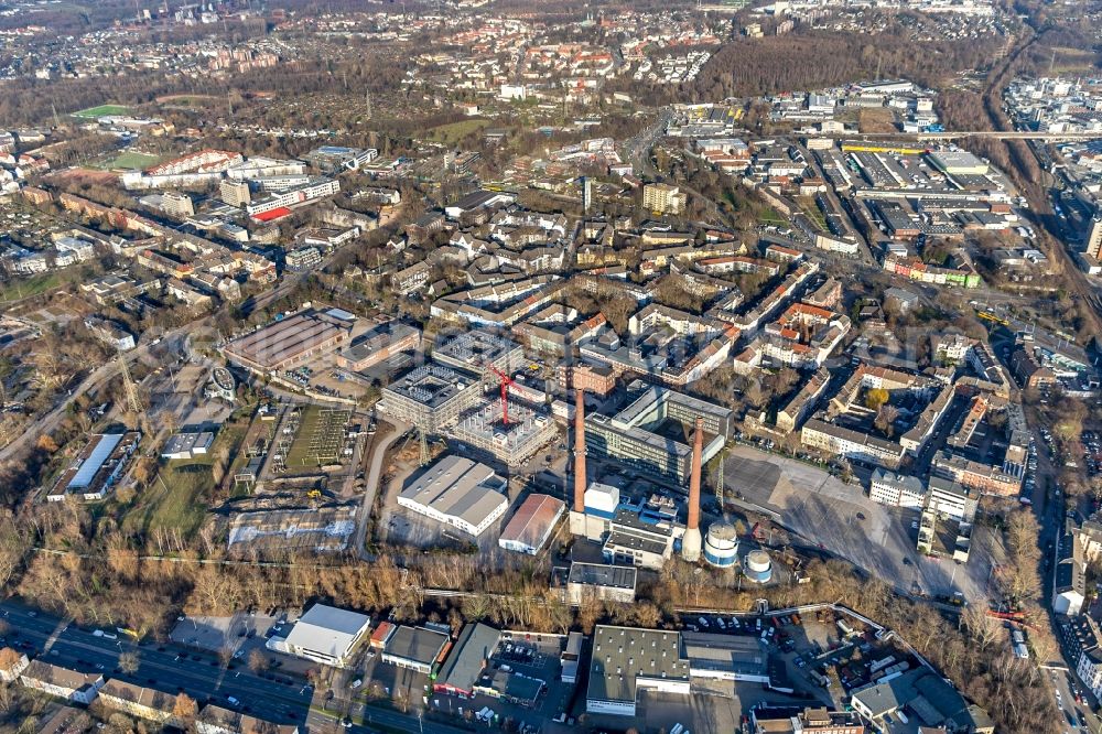 Aerial image Essen - Construction site to build a new office and commercial building RWE Campus on Altenessener Strasse in the district Nordviertel in Essen in the state North Rhine-Westphalia, Germany