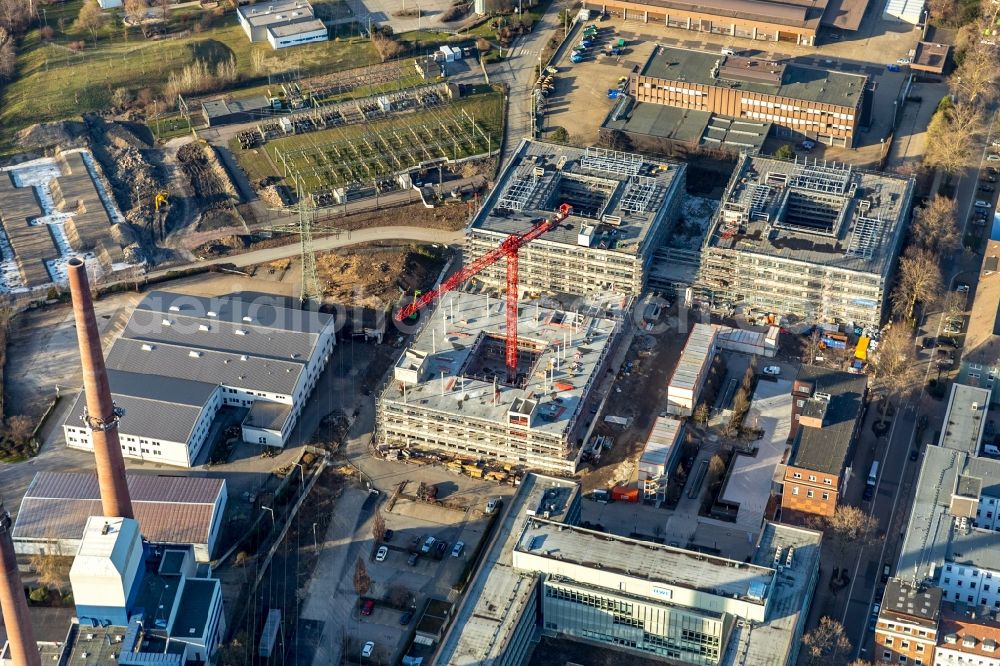 Essen from above - Construction site to build a new office and commercial building RWE Campus on Altenessener Strasse in the district Nordviertel in Essen in the state North Rhine-Westphalia, Germany