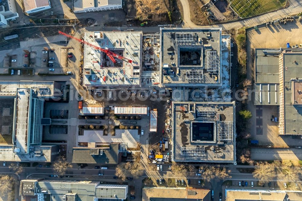 Aerial image Essen - Construction site to build a new office and commercial building RWE Campus on Altenessener Strasse in the district Nordviertel in Essen in the state North Rhine-Westphalia, Germany