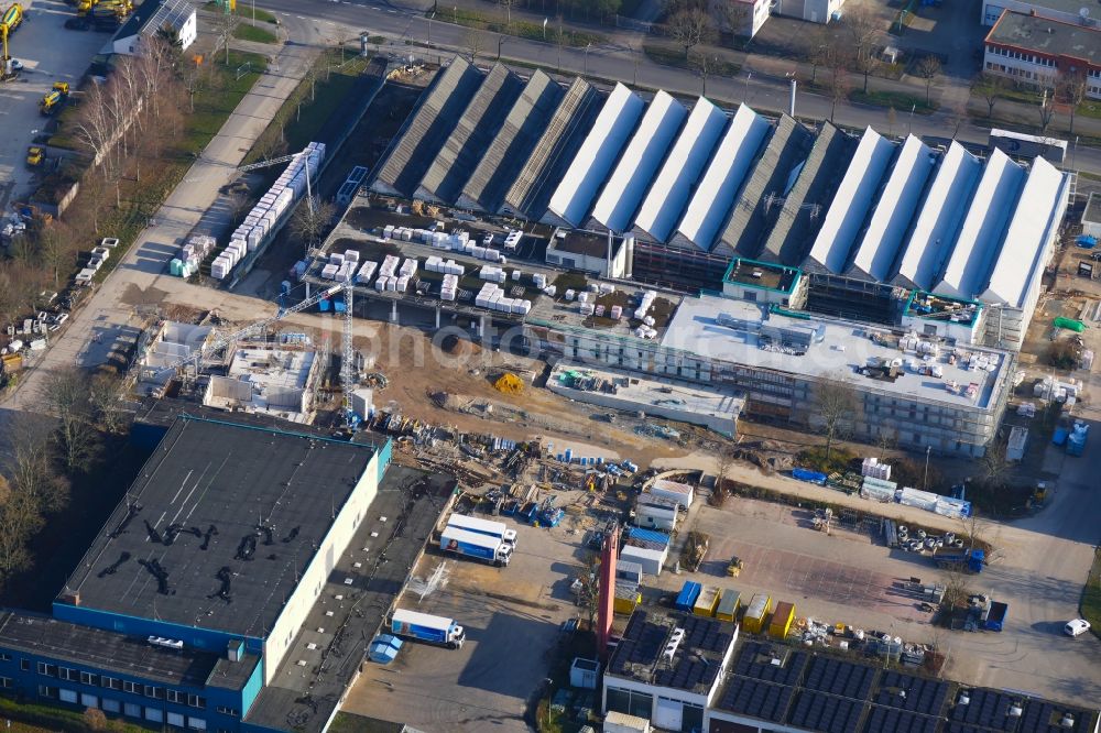 Göttingen from the bird's eye view: Construction site to build a new office and commercial building Sartorius-Campus in Goettingen in the state Lower Saxony, Germany