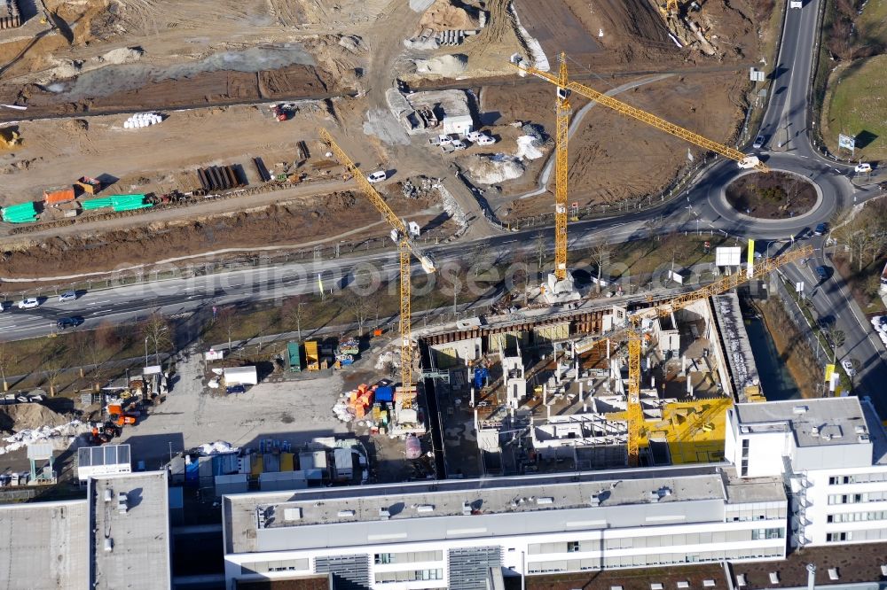 Aerial photograph Göttingen - Construction site to build a new office and commercial building of Sartorius AG in Goettingen in the state Lower Saxony, Germany