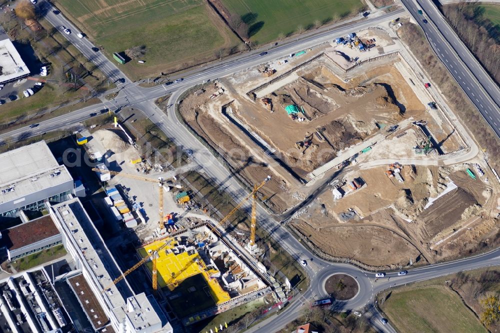 Aerial image Göttingen - Construction site to build a new office and commercial building of Sartorius AG in Goettingen in the state Lower Saxony, Germany