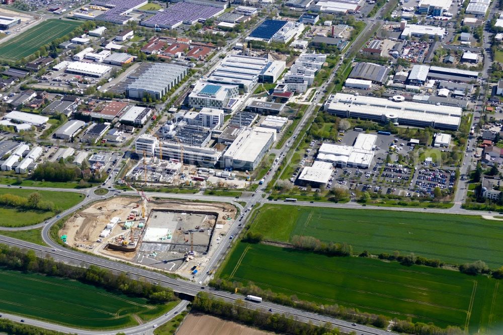 Göttingen from above - Construction site to build a new office and commercial building of Sartorius AG in Goettingen in the state Lower Saxony, Germany