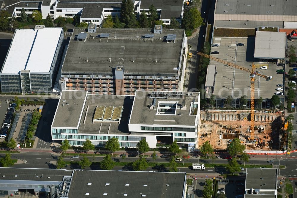 Erlangen from above - Construction site to build a new office and commercial building Siemens Healthineers on Allee am Roethelheimpark in Erlangen in the state Bavaria, Germany