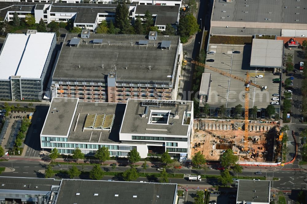 Erlangen from the bird's eye view: Construction site to build a new office and commercial building Siemens Healthineers on Allee am Roethelheimpark in Erlangen in the state Bavaria, Germany