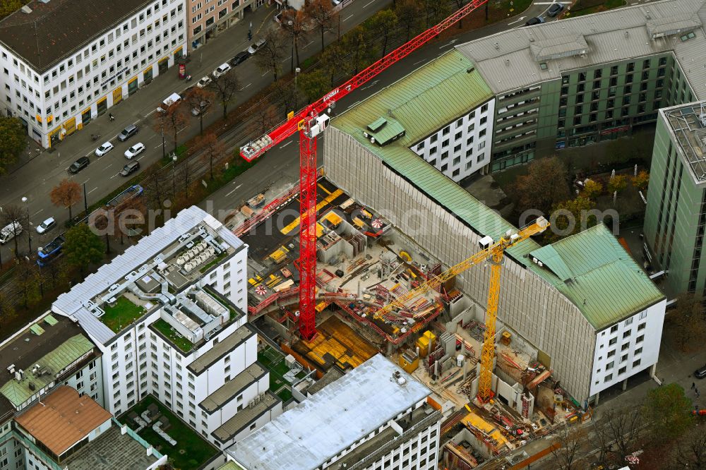 Aerial image München - Construction site to build a new office and commercial building on Sonnenstrasse in the district Ludwigsvorstadt-Isarvorstadt in Munich in the state Bavaria, Germany