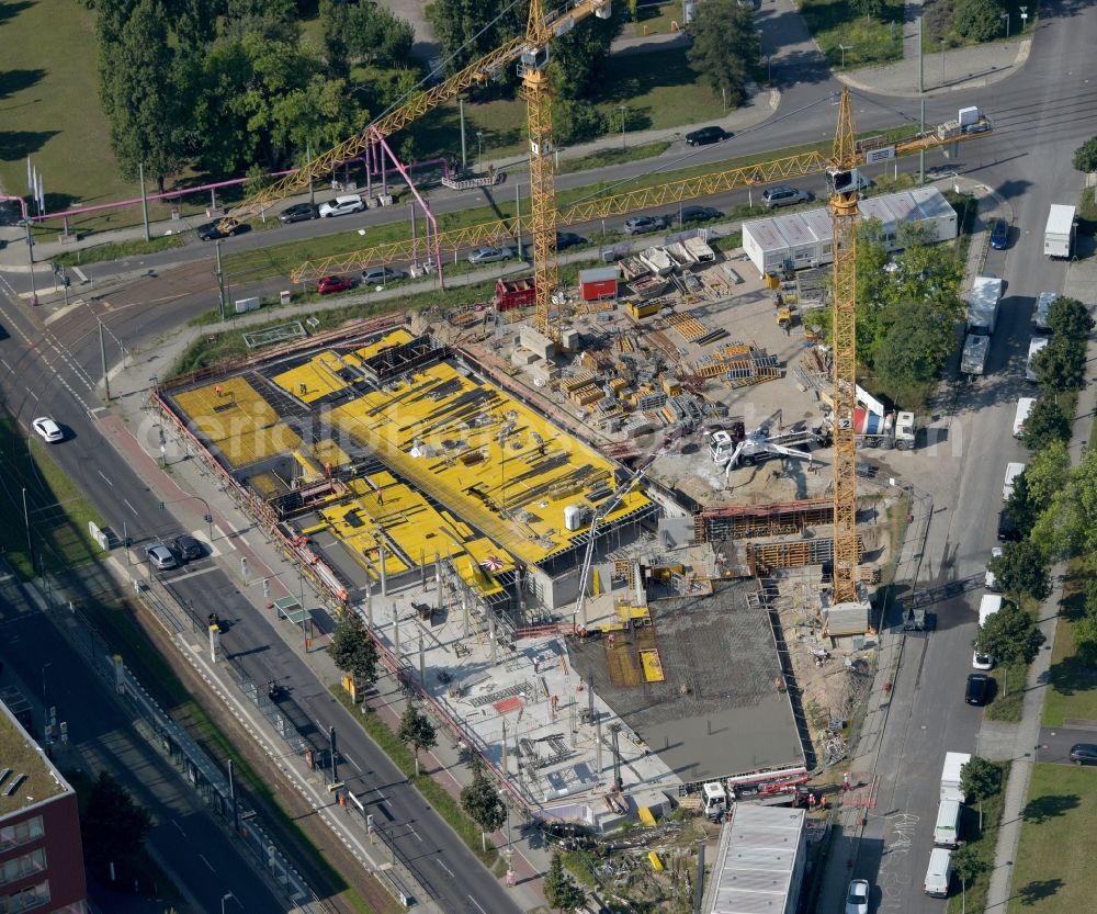 Aerial photograph Berlin - Construction site to build a new office and commercial building Steinbeis-Haus in Areal Carl-Scheele-Strasse - Max-Born-Strasse - Rudower Chaussee in the district Adlershof in Berlin, Germany