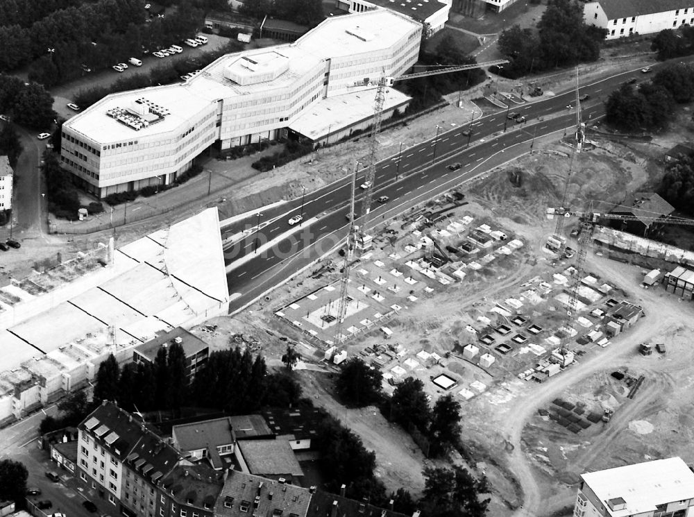 Düsseldorf from the bird's eye view: Construction site to build a new office and commercial building StepStone Deutschland, StepStone Continental Europe on Voelklinger Strasse in Duesseldorf in the state North Rhine-Westphalia, Germany