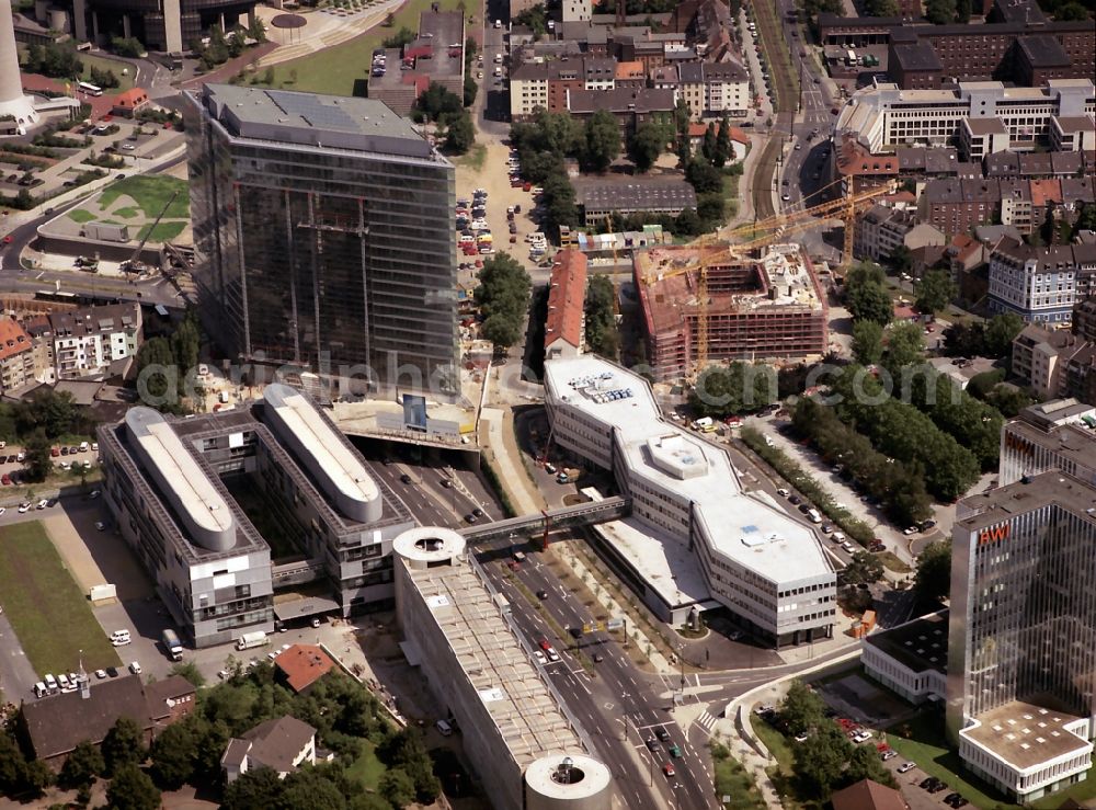 Aerial image Düsseldorf - Construction site to build a new office and commercial building StepStone Deutschland, StepStone Continental Europe on Voelklinger Strasse in Duesseldorf in the state North Rhine-Westphalia, Germany