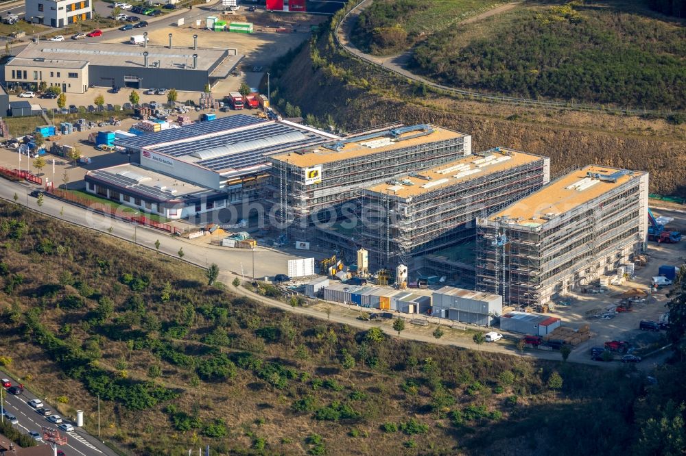 Siegen from the bird's eye view: Construction site to build a new office and commercial building Summit on Martinshardt in Siegen in the state North Rhine-Westphalia, Germany